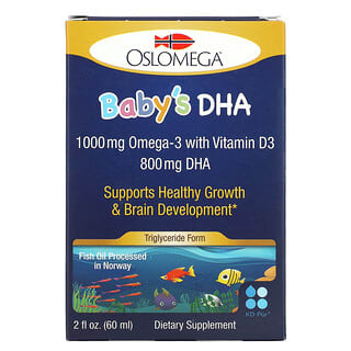 Oslomega‏, חומצת DHA מנורווגיה עם ויטמין D3‏, לתינוקות, 60 מ״ל (2 אונקיות נוזל)