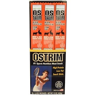 Ostrim, Мясные палочки Beef & Elk Snack Stick (говядина и оленина), сладковато-пряные, 10 упаковок, 1,5 унции (42 г) каждая