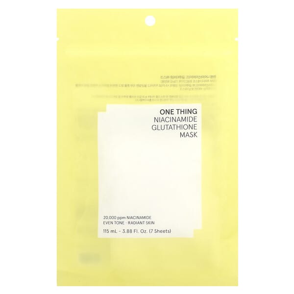 One Thing, 나이아신아마이드 글루타치온 뷰티 마스크, 7매, 115ml(3.88fl oz)