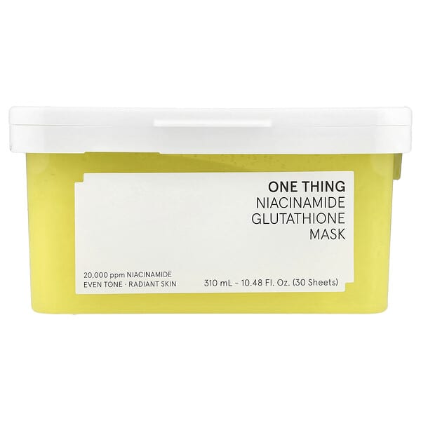 One Thing, Masque de beauté au glutathion et à la nicotinamide, 30 masques en tissu, 310 ml