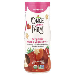 Once Upon A Farm, Organic Fruit & Veggie Puffs, Strawberry, Sweet Potato & Coconut, Unsweetened, 1.5 oz (42.5 g)