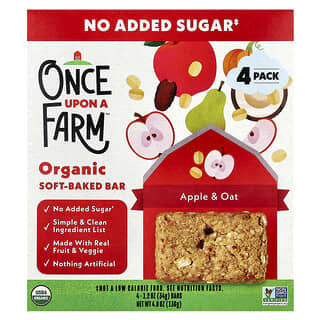 Once Upon A Farm, Organic Soft Baked Bar, Apple & Oat, 4 Bars, 1.2 oz (34 g) Each