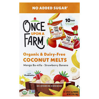 Once Upon A Farm, Organické kokosové cukríky, mango, banán a jahoda, 10 balení, každé po 7 g