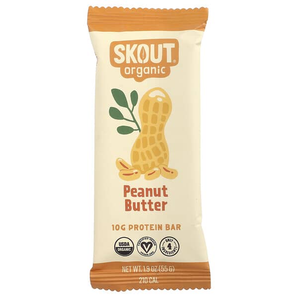 Skout Organic, โปรตีนแท่ง รสเนยถั่ว ขนาด 1.9 ออนซ์ (55 ก.)
