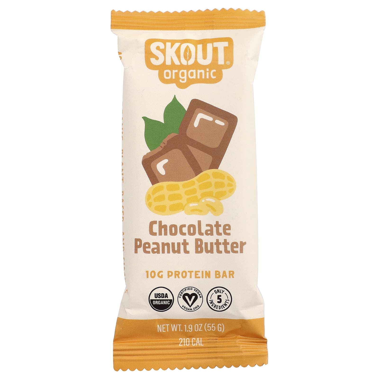 Skout Organic, протеиновый батончик, шоколад и арахисовая паста, 55 г (1,9 унции)