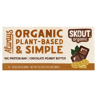 Skout Organic, Barra de Proteína, Manteiga de Amendoim e Chocolate, 12 Barras, 55 g (1,9 oz) Cada