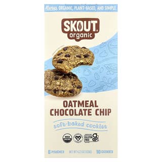 Skout Organic, Soft-Baked Cookies, Oatmeal Chocolate Chip, 5 Pouches, 2 Cookies (24 g)  Each