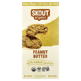 Skout Organic, Soft-Baked Cookies, Peanut Butter, 5 Pouches, 2 Cookies (24 g)  Each