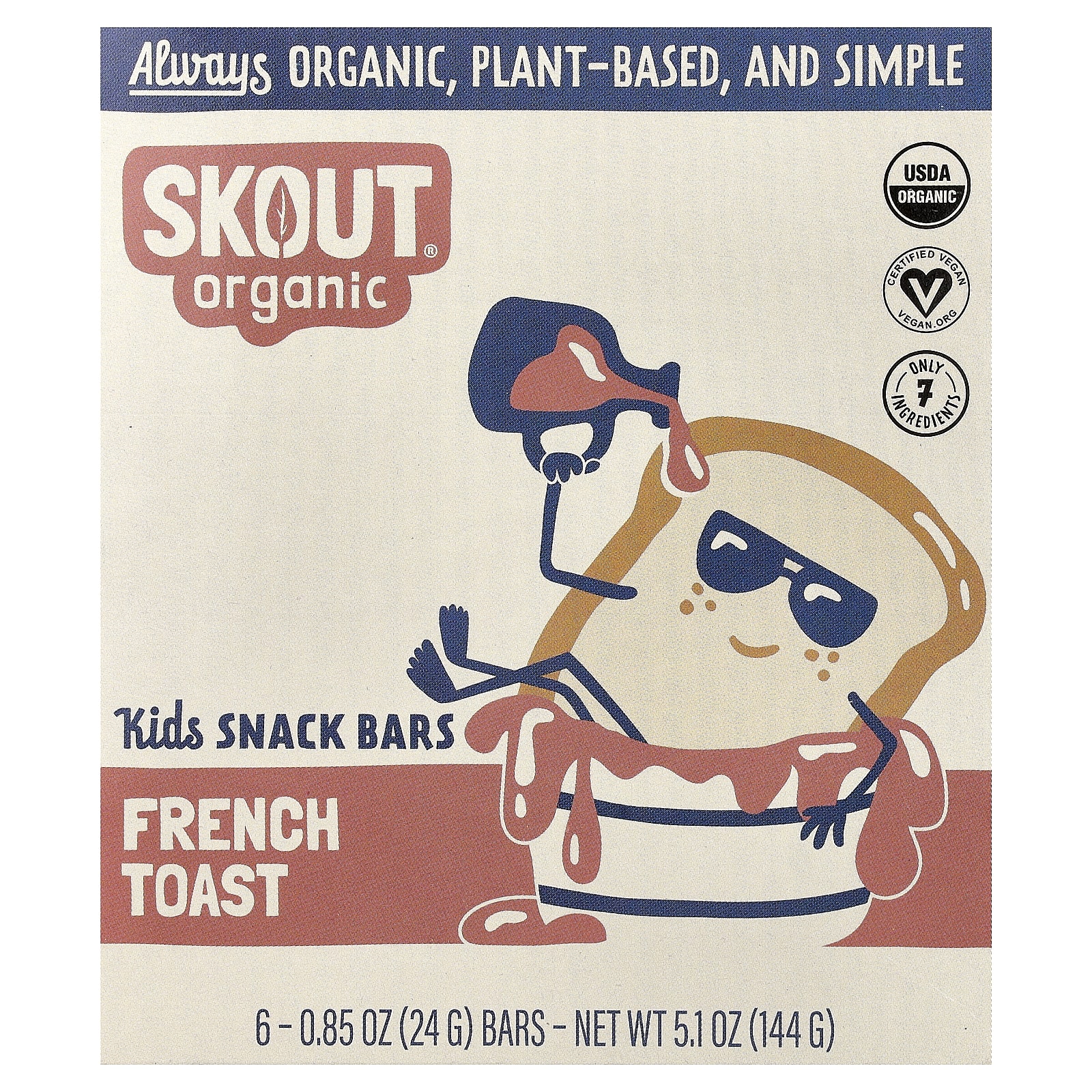 Skout Organic, детские батончики-снеки, французский тост, 6 батончиков по 24 г (0,85 унции)