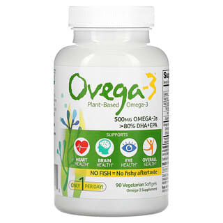 Ovega-3, 植物基 Omega-3 DHA + EPA，500 毫克，90 粒素食软凝胶