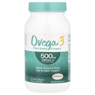 Ovega-3, Plant-Based Omega-3, 500 mg, 60 Mini Softgels (250 mg per Softgel)