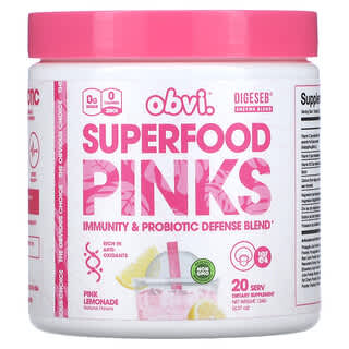 Obvi, Superfood Pinks（スーパーフード ピンクス）、ピンクレモネード、124g（4.37オンス）