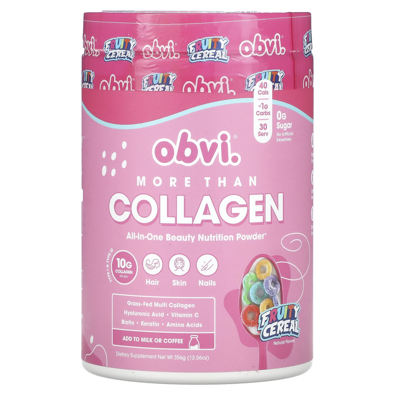 Obvi, More Than Collagen, All-In-One Beauty Nutrition Powder, Fruity ...