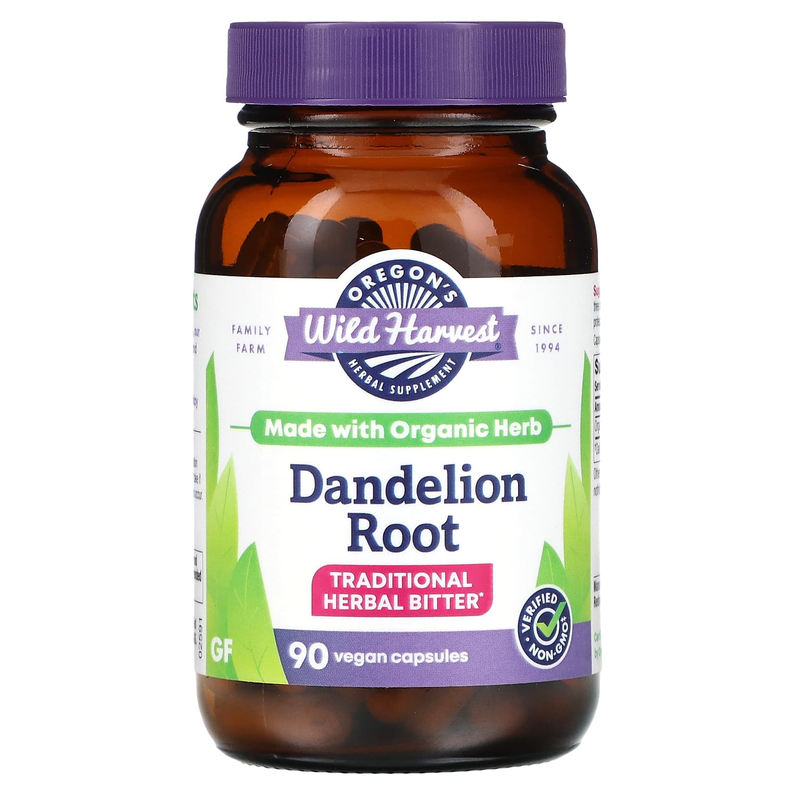 Oregons Wild Harvest Dandelion Root 90 Vegan Capsules