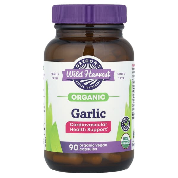Oregon's Wild Harvest Organic Garlic, 90 Organic Vegan Capsules (525 mg per Capsule)