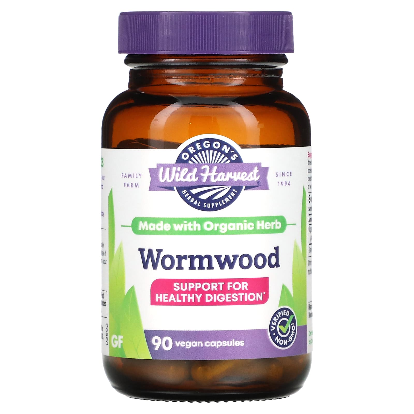 Oregons Wild Harvest Wormwood 90 Vegan Capsules