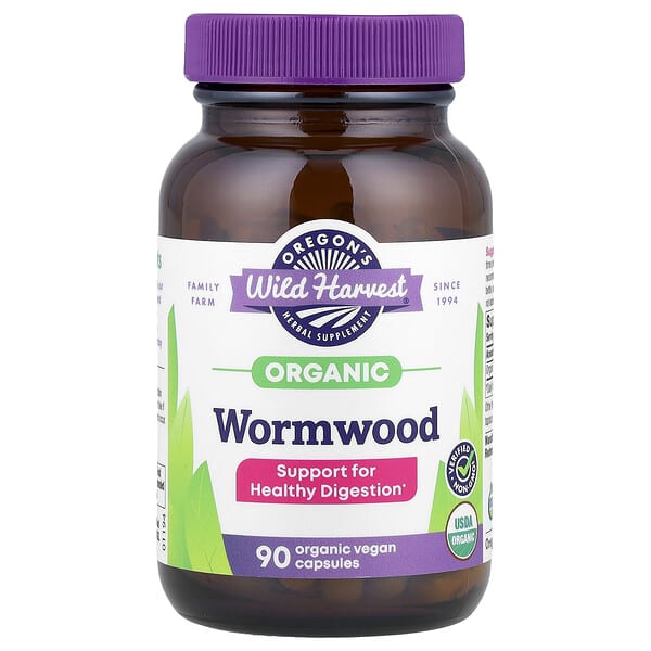 Organic Wormwood, 90 Organic Vegan Capsules (260 mg per Capsule)