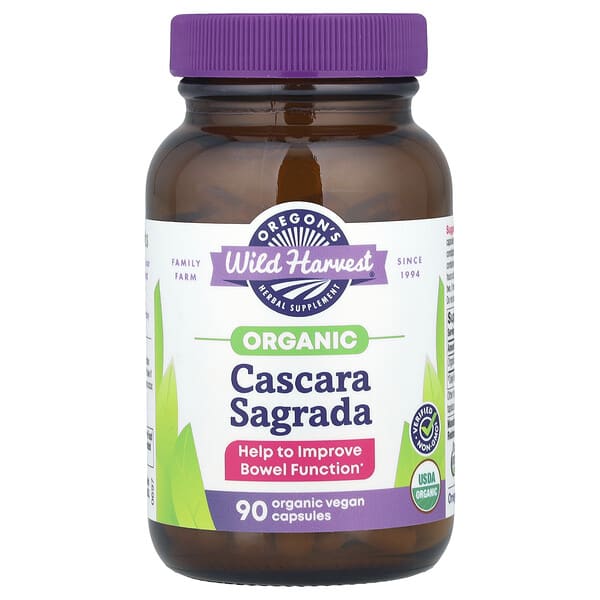 Oregon's Wild Harvest Organic Cascara Sagrada, 90 Organic Vegan Capsules