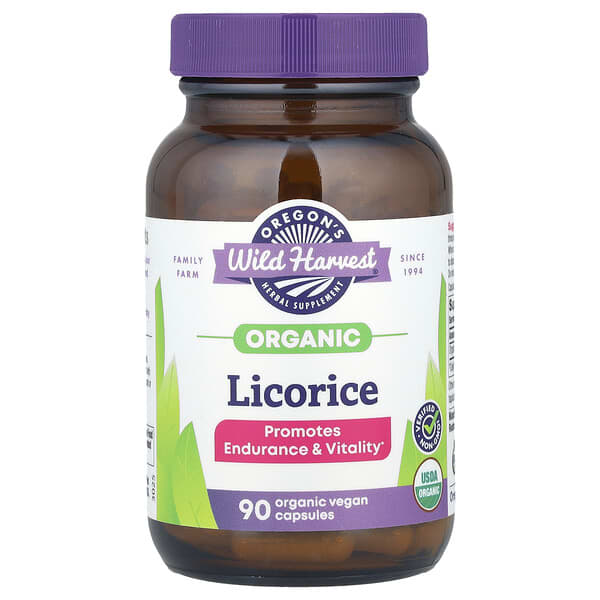 Organic Licorice, 90 Organic Vegan Capsules (450 mg per Capsule)