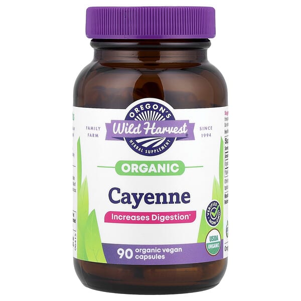 Oregon's Wild Harvest Organic Cayenne, 90 Organic Vegan Capsules (500 mg per Capsule)