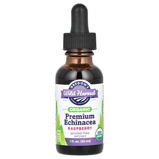 Oregon's Wild Harvest, Echinacea Premium Orgânica, Sem Álcool, Framboesa, 30 ml (1 fl oz)