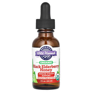 Oregon's Wild Harvest, Organic Black Elderberry Honey, Bio-Honig mit schwarzem Holunder, alkoholfrei, 30 ml (1 fl. oz.)