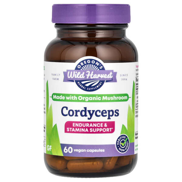 Oregon's Wild Harvest Cordyceps, 60 Vegan Capsules (525 mg per Capsule)