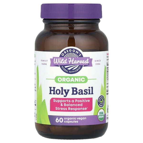Oregon's Wild Harvest Organic Holy Basil, 60 Vegan Capsules (400 mg per Capsule)
