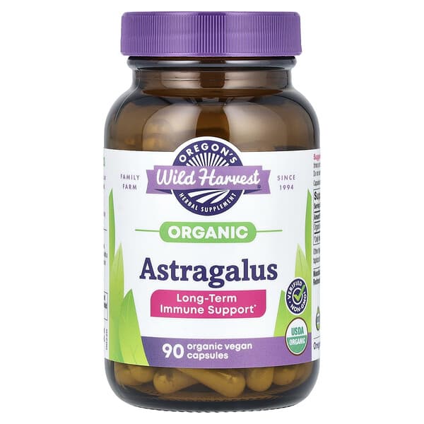 Organic Astragalus, 90 Organic Vegan Capsules (375 mg per Capsule)