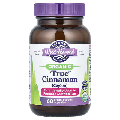 Oregon's Wild Harvest, Organic "Real" Cinnamon, 900 mg, 60 Organic Vegan Capsules (450 mg per capsule)
