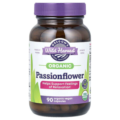 Oregon's Wild Harvest, Organic Passionflower, 90 Organic Vegan Capsules (400 mg per Capsule)