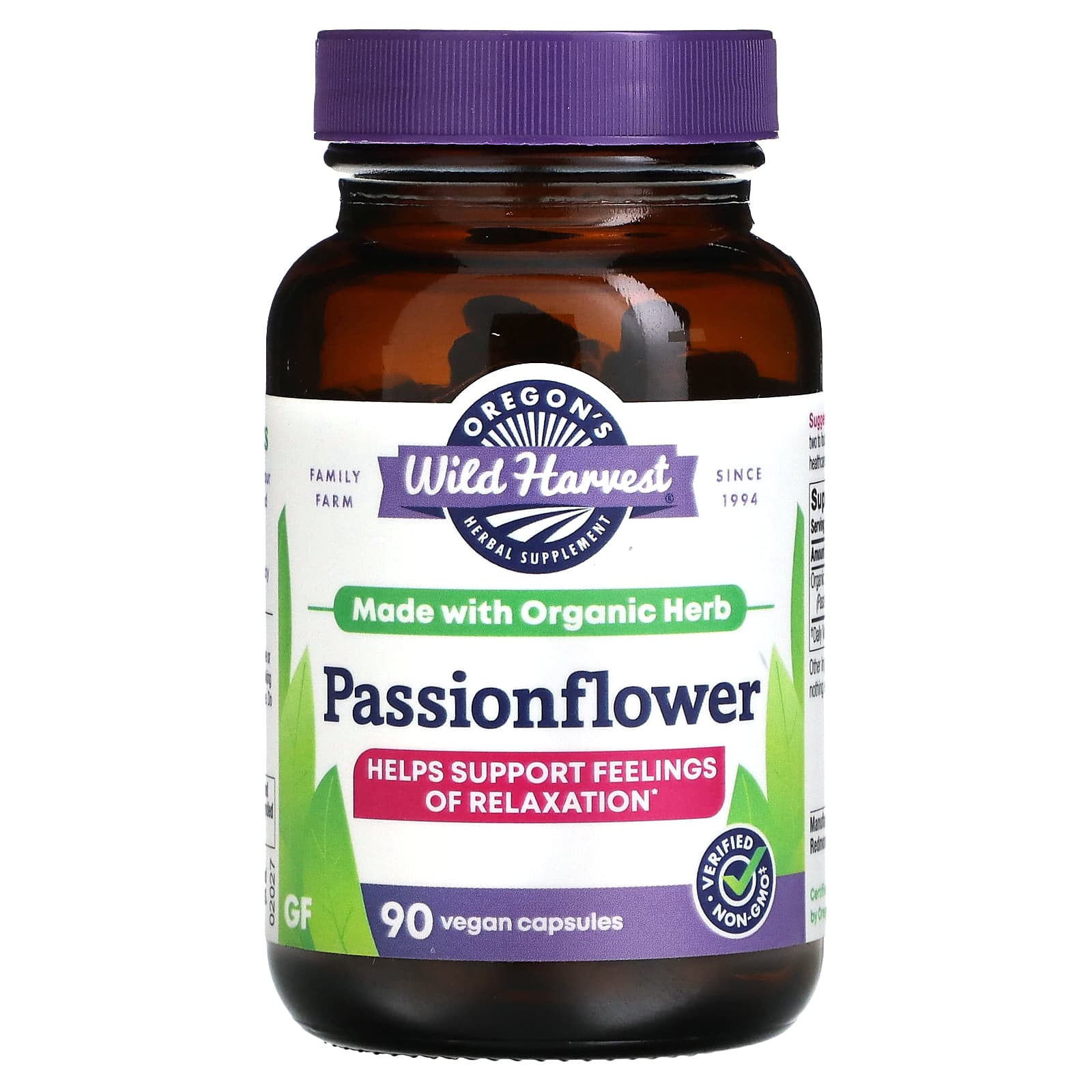 Oregons Wild Harvest Passionflower 90 Vegan Capsules