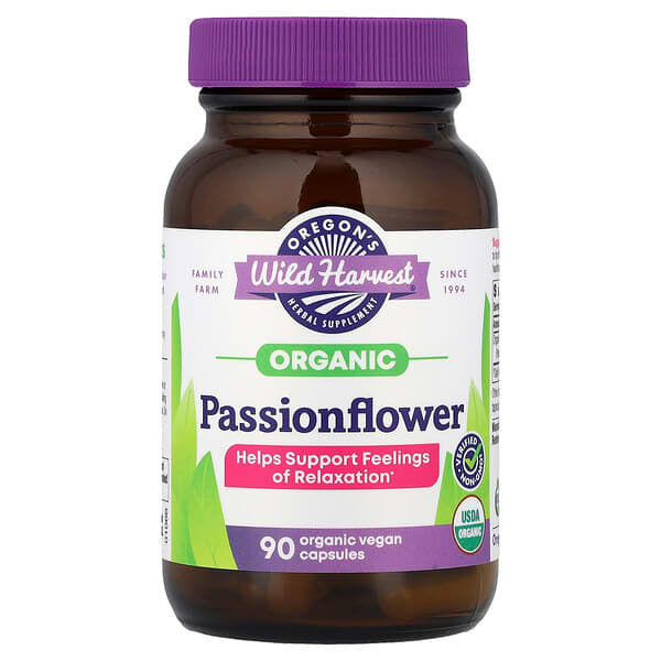 Oregon's Wild Harvest, Organic Passionflower, 90 Organic Vegan Capsules (400 mg per Capsule) — product photo 1
