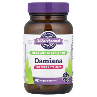 Oregon's Wild Harvest, Damiana, 90 веганских капсул (375 мг на капсулу)