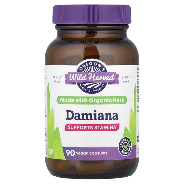 Damiana, 90 Vegan Capsules (375 mg per Capsule)