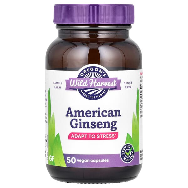 Oregon's Wild Harvest, American Ginseng, 1,000 mg, 50 Vegan Capsules (500 mg per Capsule)