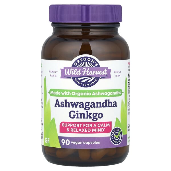 Oregon's Wild Harvest Ashwagandha Ginkgo, 90 Vegan Capsules
