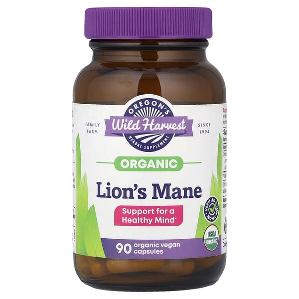 Organic Lion's Mane, 90 Organic Vegan Capsules