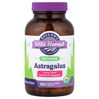 Oregon's Wild Harvest, Astragalus ecológico, 180 cápsulas veganas ecológicas (375 mg por cápsula)