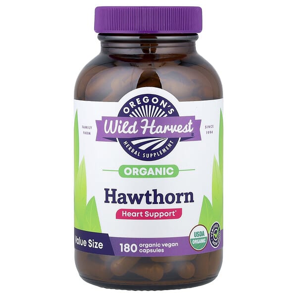 Oregon's Wild Harvest, Organic Hawthorn, 180 Vegan Capsules (200 mg per Capsule) — product photo 1