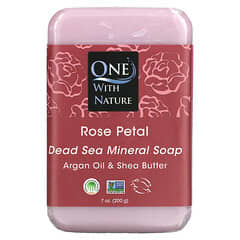 One with Nature, Dead Sea Mineral Soap Bar, Rose Petal, 7 oz (200 g)