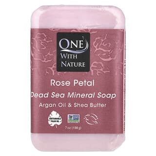 One with Nature, Jabón en barra con minerales de triple molido, pétalos de rosa, 7 oz (200 g)