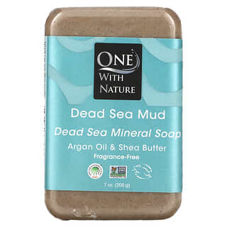 One with Nature, 三重作用矿物质皂，死海盐泥，无香，7 盎司（200 克）