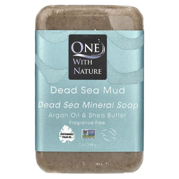 One with Nature, Dead Sea Mineral Bar Soap, Dead Sea Mud, Fragrance-Free, 7 oz (198 g)