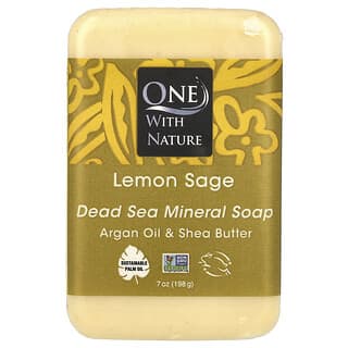 One with Nature, Dead Sea Mineral Soap Bar, Lemon Sage, 200 g (7 oz.)