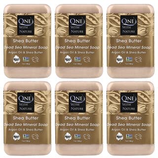 One with Nature, Dead Sea Mineral Bar Soap, Shea Butter, 6 Count, 198 g (7 oz) Each