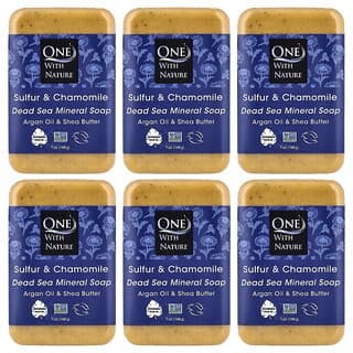 One with Nature, Dead Sea Mineral Bar Soap, Sulphur & Chamomile, 6 Count, 7 oz (198 g) Each