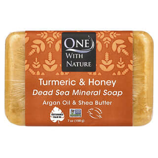 One with Nature, Dead Sea Mineral Bar Soap, Seifenstück mit Mineralien aus dem Toten Meer, Kurkuma und Honig, 198 g (7 oz.)