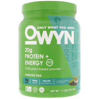 OWYN, Protein + Energy 100% Plant-Based Powder, Matcha Tea, 1.1 lb (512.4 g)