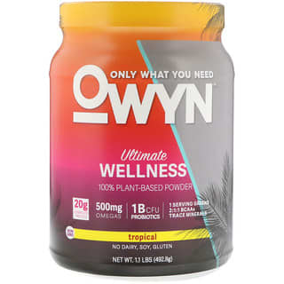 OWYN, Ultimate Wellness, 100% Plant-Based Powder, Tropical, 1.1 lb (492.8 g)